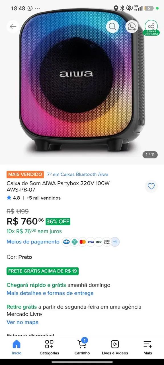 Caixa partybox aiwa