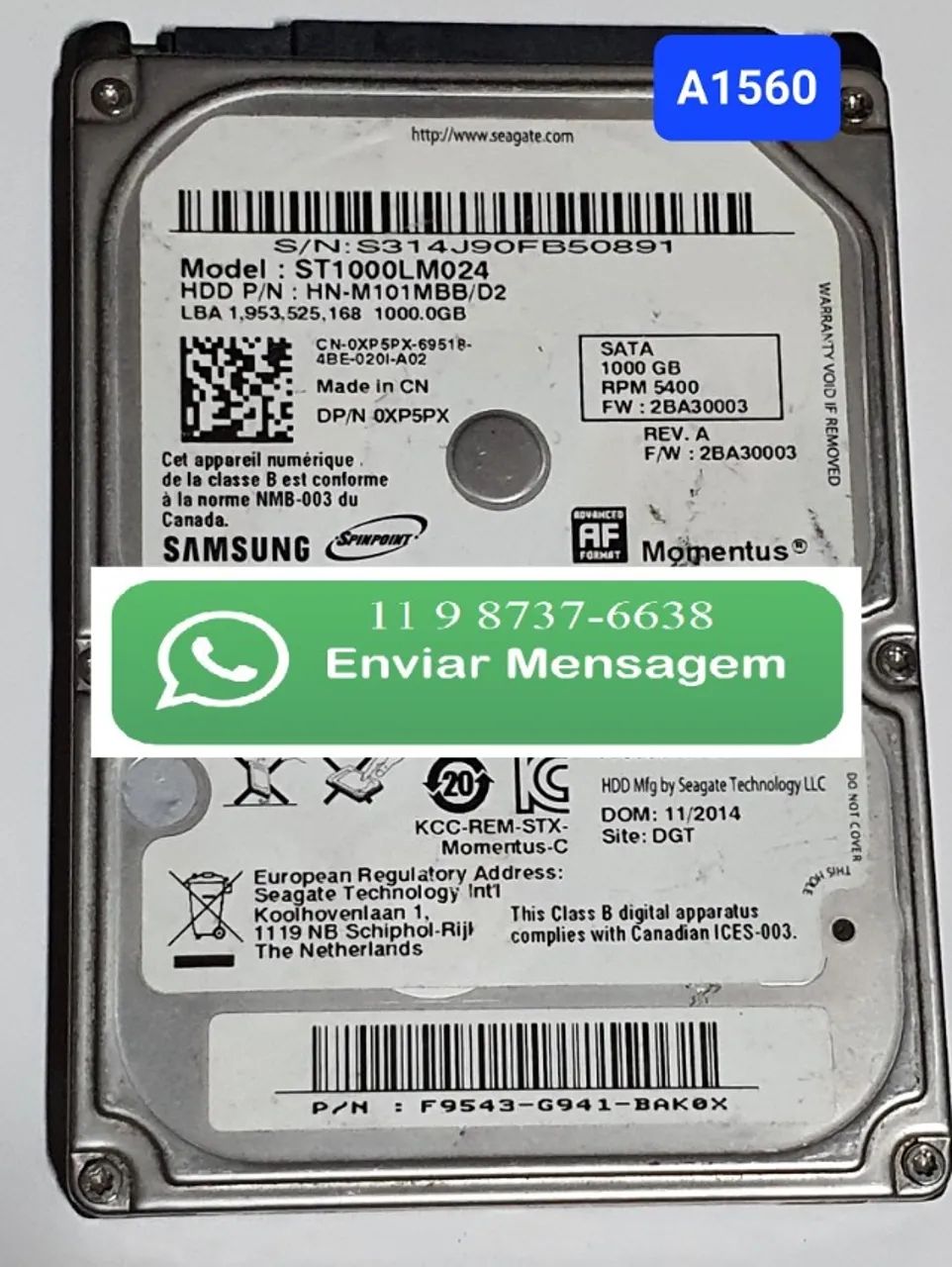 Placa Logica Hd 1 Tb St1000lm024 - Cod: A1560