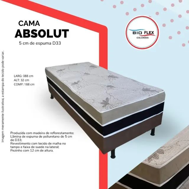 Cama Box Absolut Solteiro Ortopédica 88x188x32cm Bio Flex - Foto 2