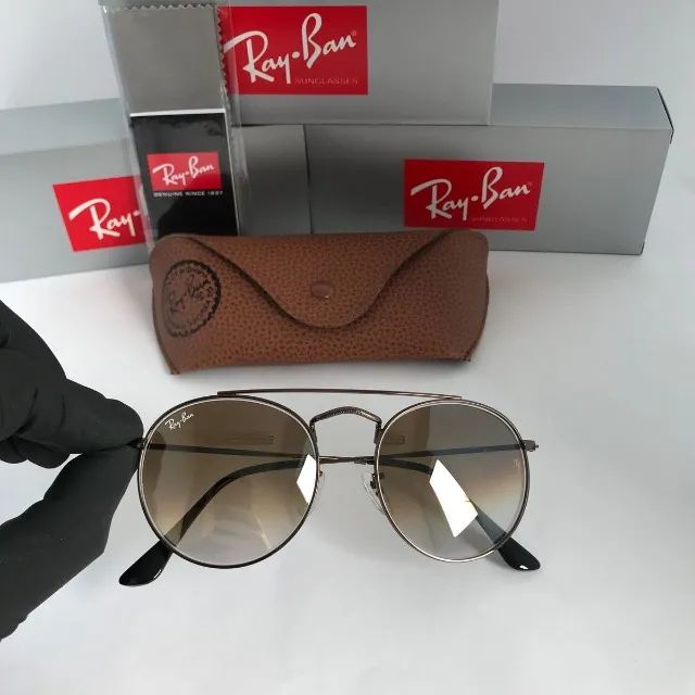 óculos de sol ray-ban ponte dupla coffee lentes de cristal - Foto 3