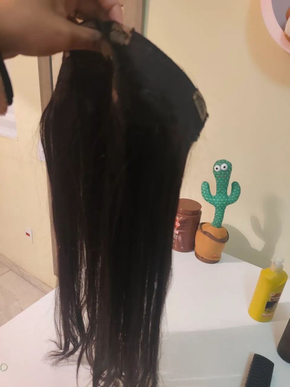 Cabelo humano liso no tic tac 180 g  cor castanho  - Foto 3
