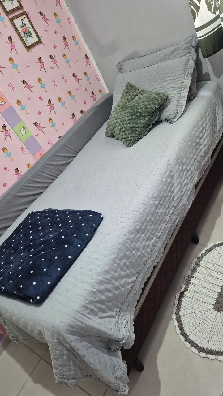 Cama box solteiro com colchão 