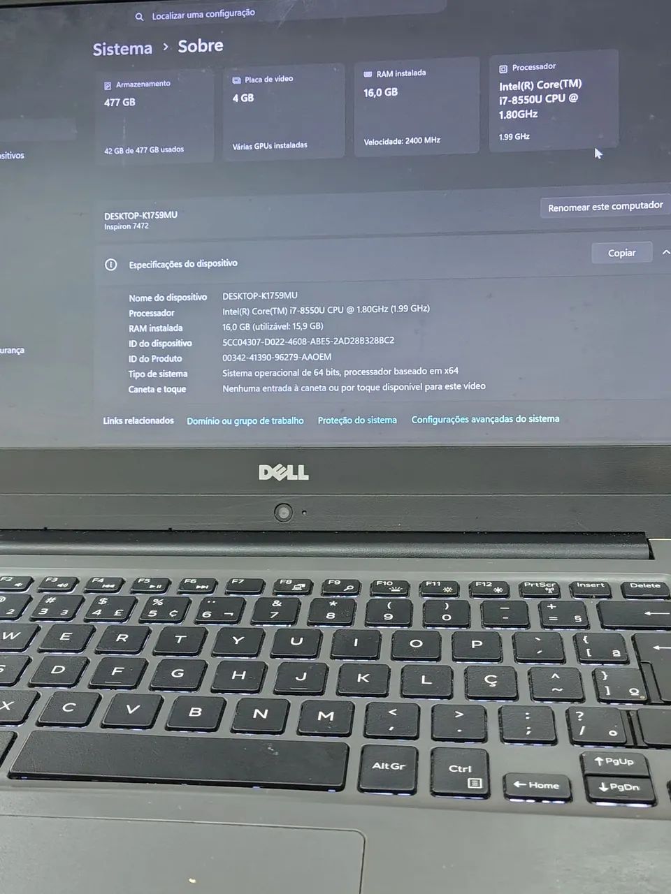 Notebook Dell i7
