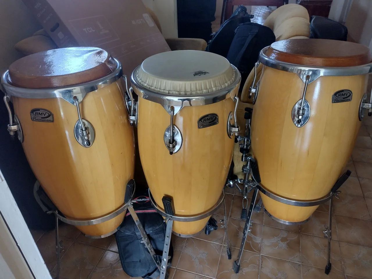 Trio de Congas RMV Com Tripé e Capas  - Foto 3