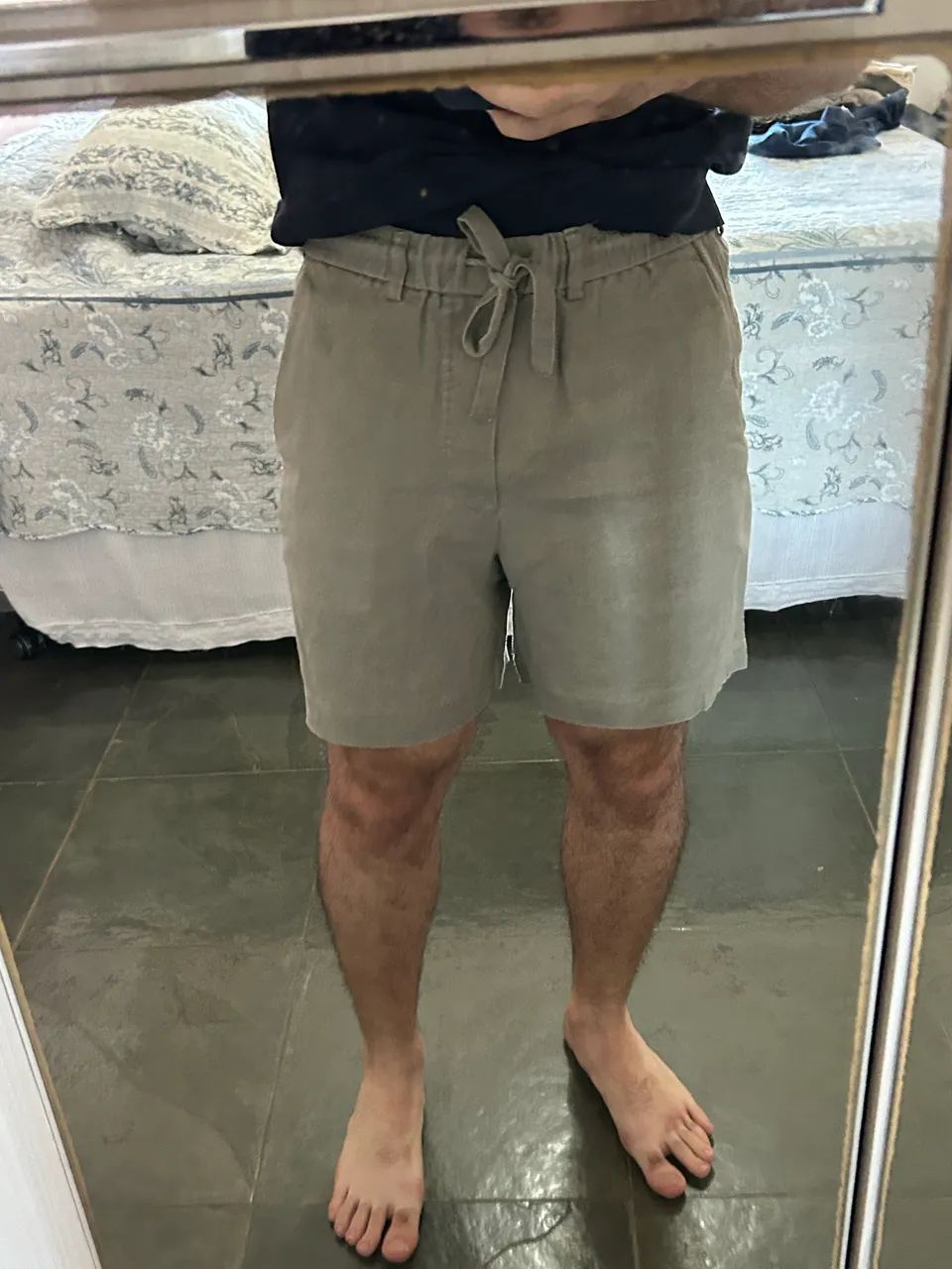 Bermuda 100% Linho Zara M Cinza - Foto 4