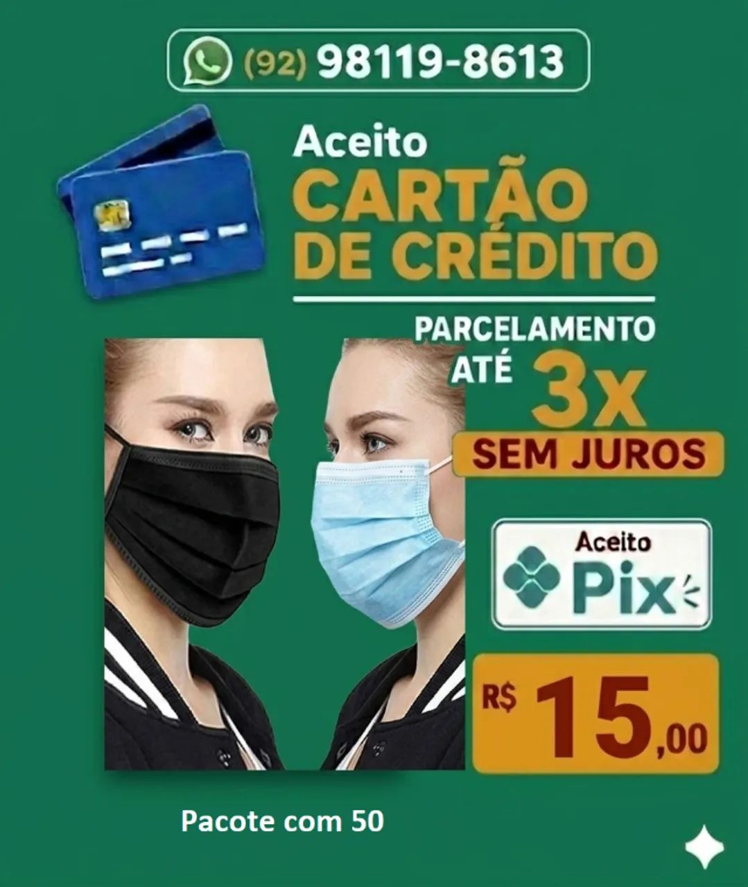 Mascara descartável pacote com 50 peças - word