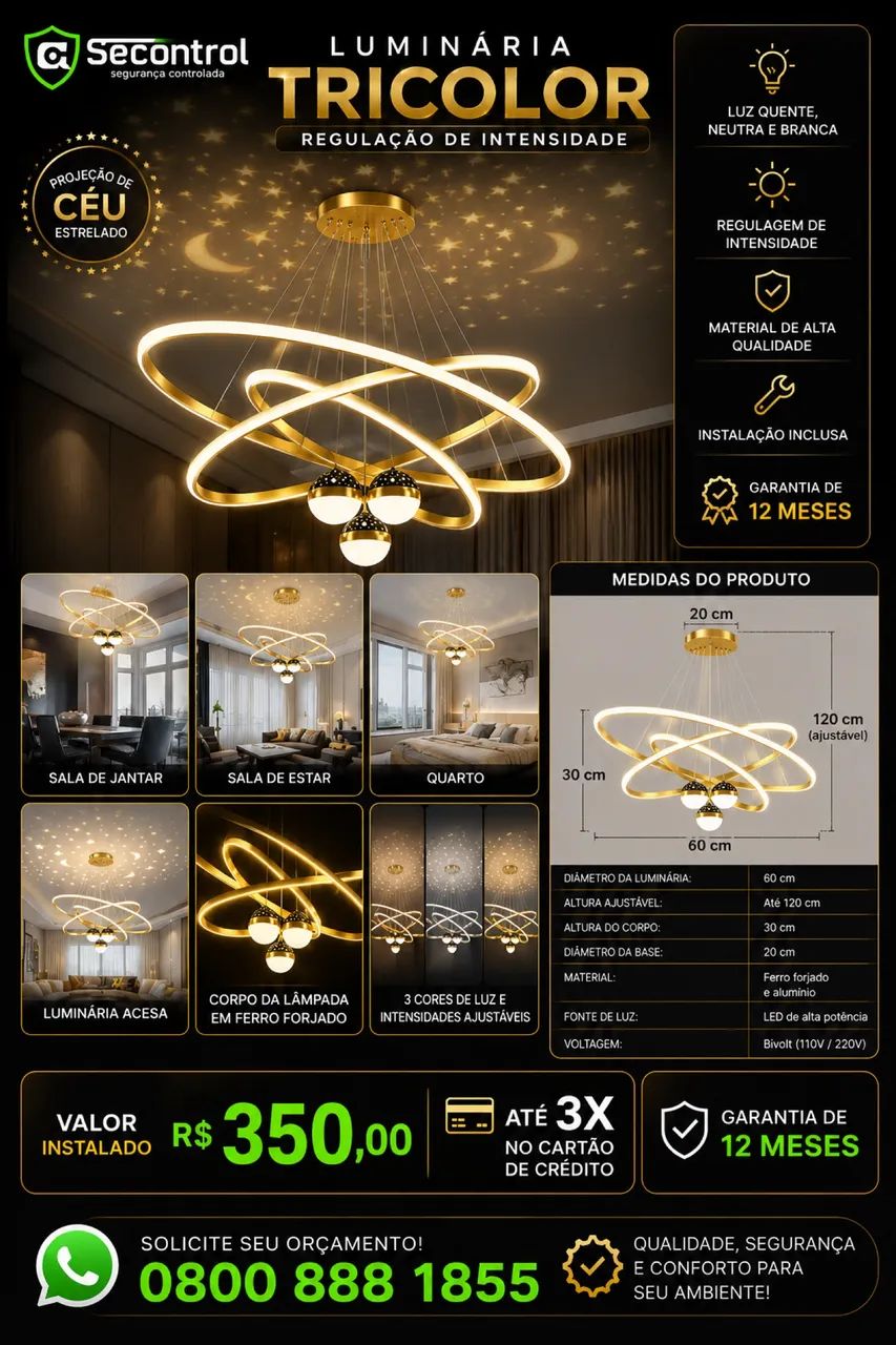 Luminária de sala ou quarto / instalado 