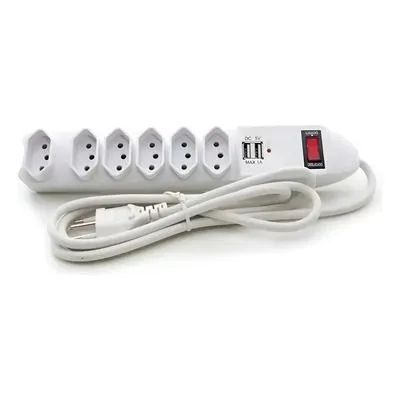 Filtro de Linha 6 Tomada e 2 Usb - Frete Grátis 