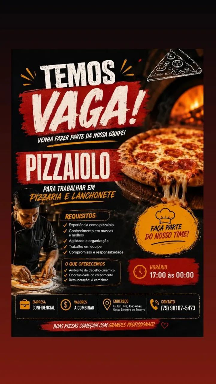 Vaga para Pizzaiolo 
