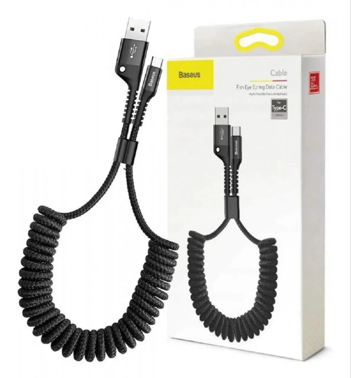 Cabo Baseus Espiral Flexivel Retratil USB C