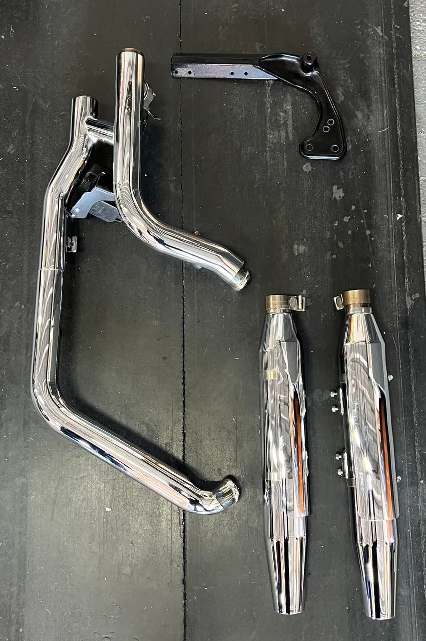 Escapamento original Harley Davidson softail cromado completo - Foto 4