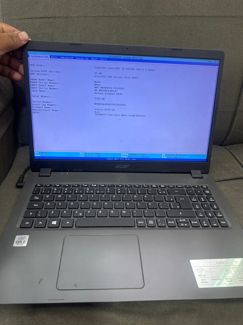 Notebook Acer core i5 10210U 