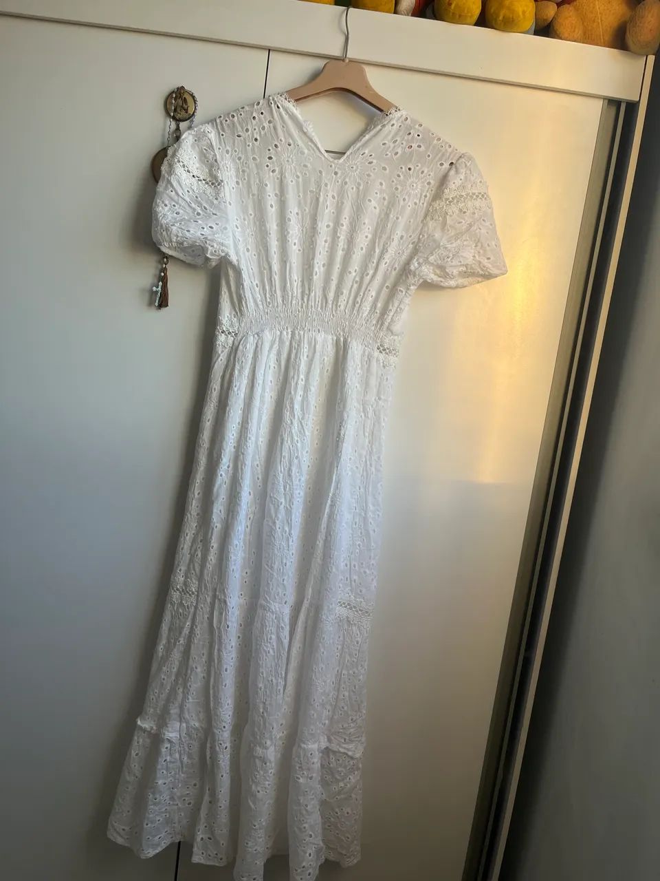 vestido longo laise branco romântico - Foto 2