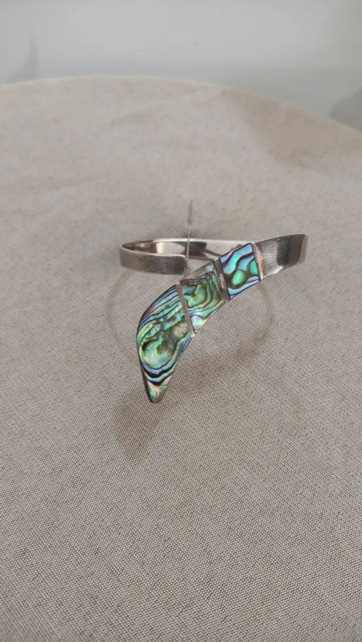 Pulseira de prata 925 com pedra Abalone, design exclusivo - Foto 3