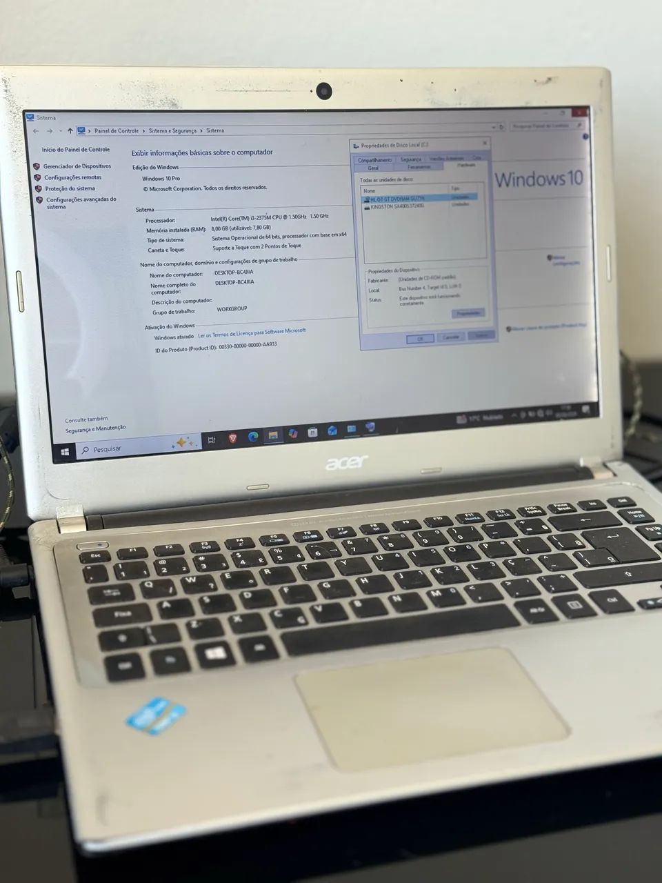 Notebook Acer Aspire V5-471 ? 8GB RAM + SSD 240GB