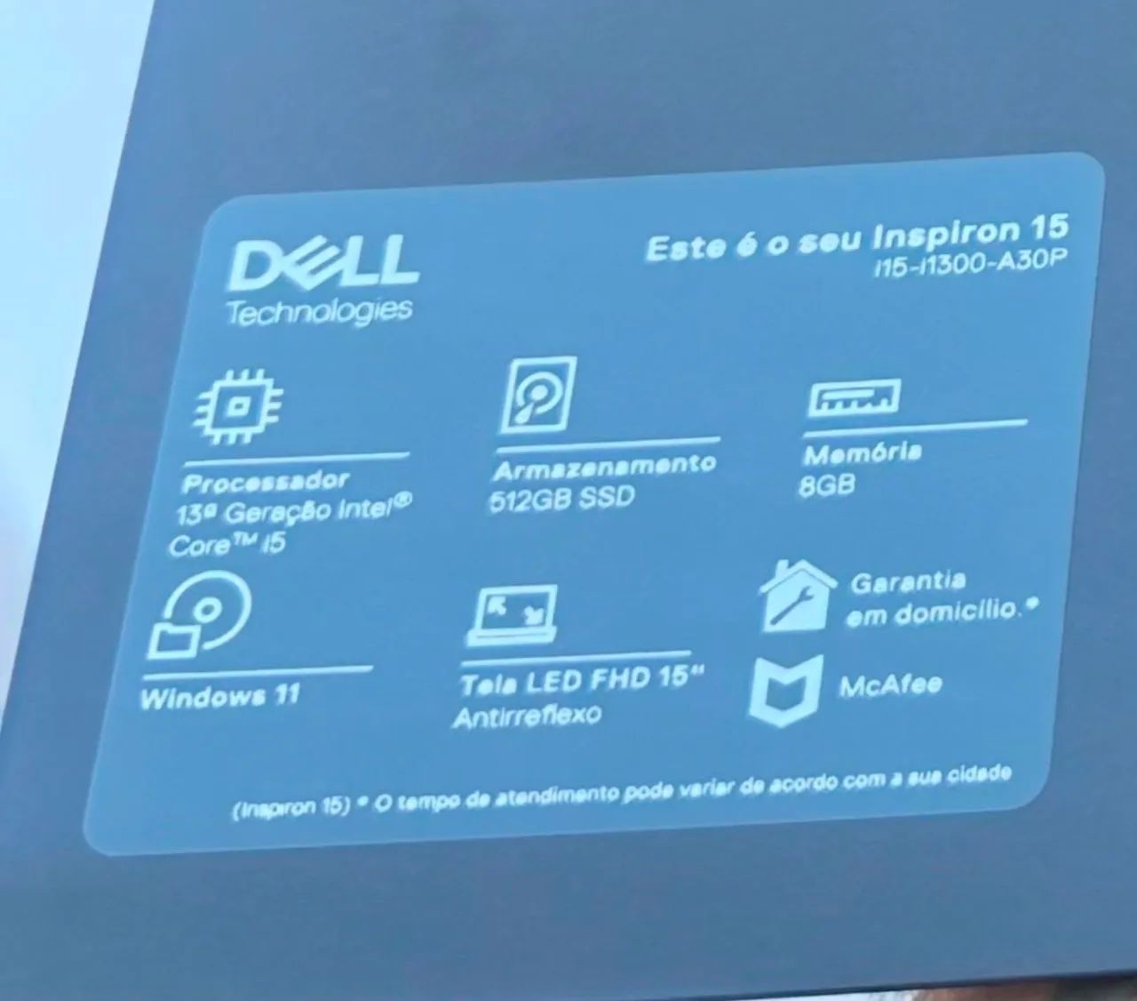 Notebook Dell novo Inspiron 15