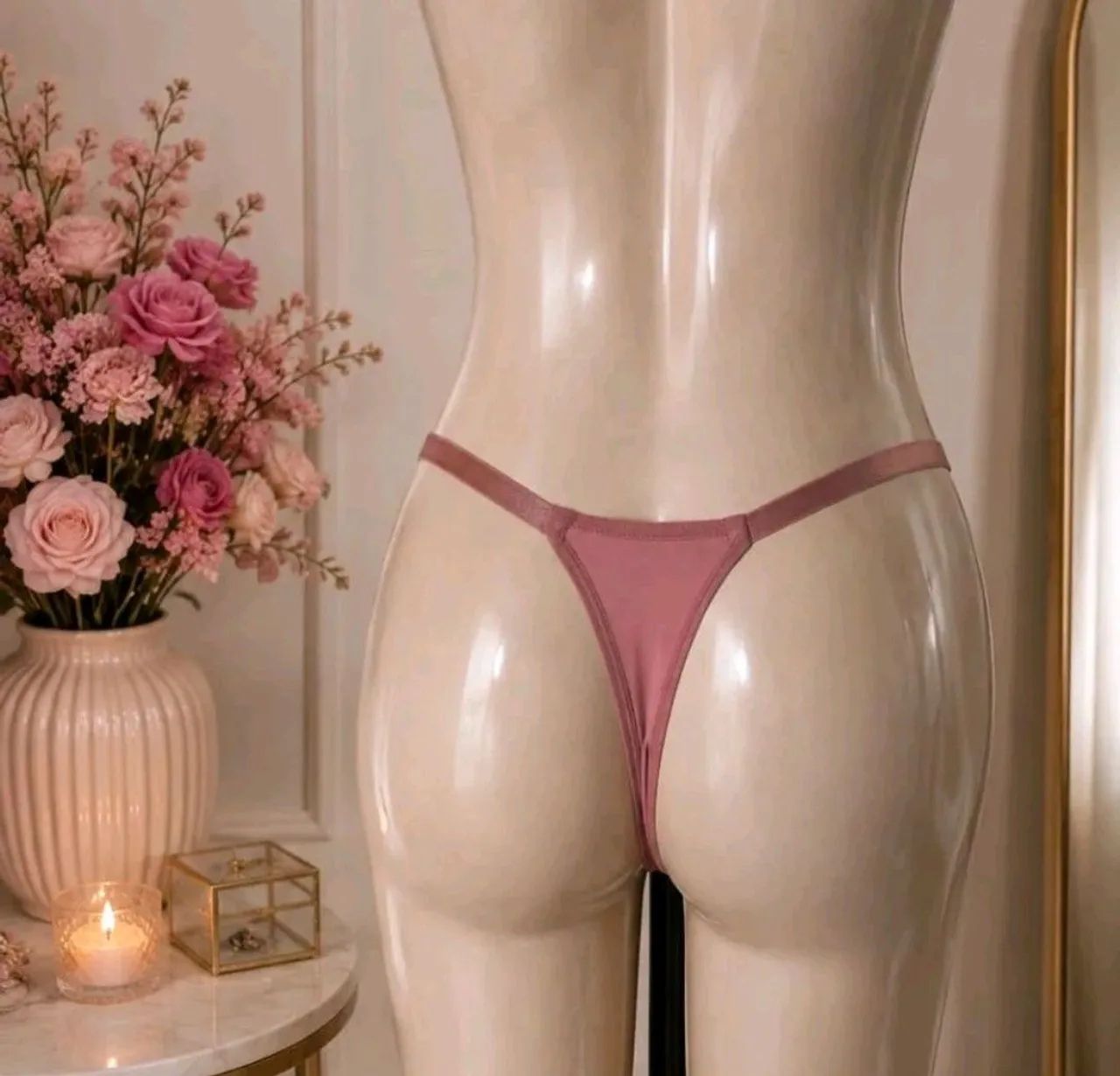 Conjunto Lingerie Rosa com Bordado Floral  - Foto 4
