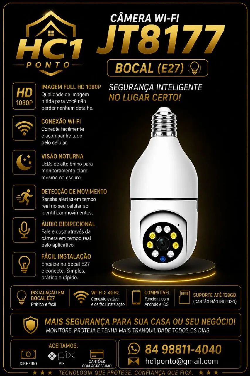 Câmeras wi-fi interna bocal 