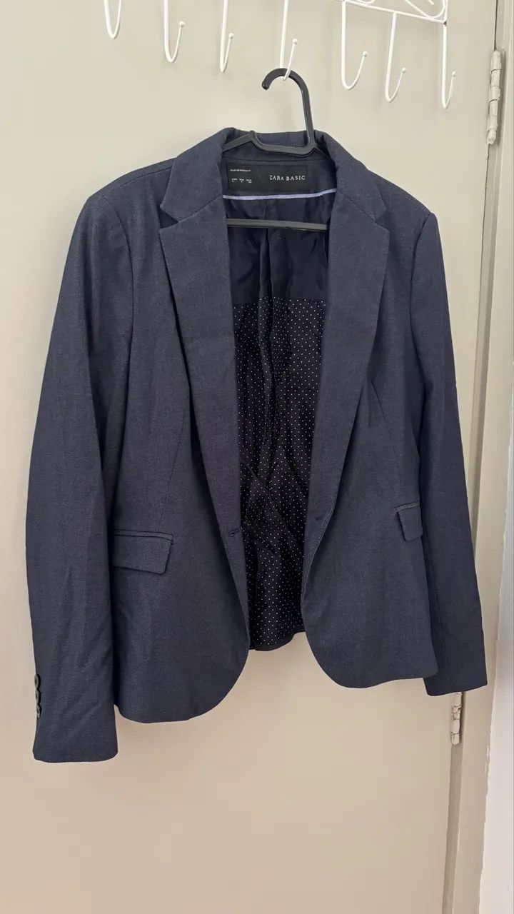 conjunto alfaiataria zara basic azul-escuro - Foto 2