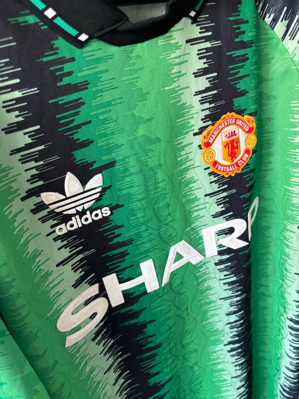 Camisa Manchester United Sharp Goleiro Retrô Adidas Original - Foto 2