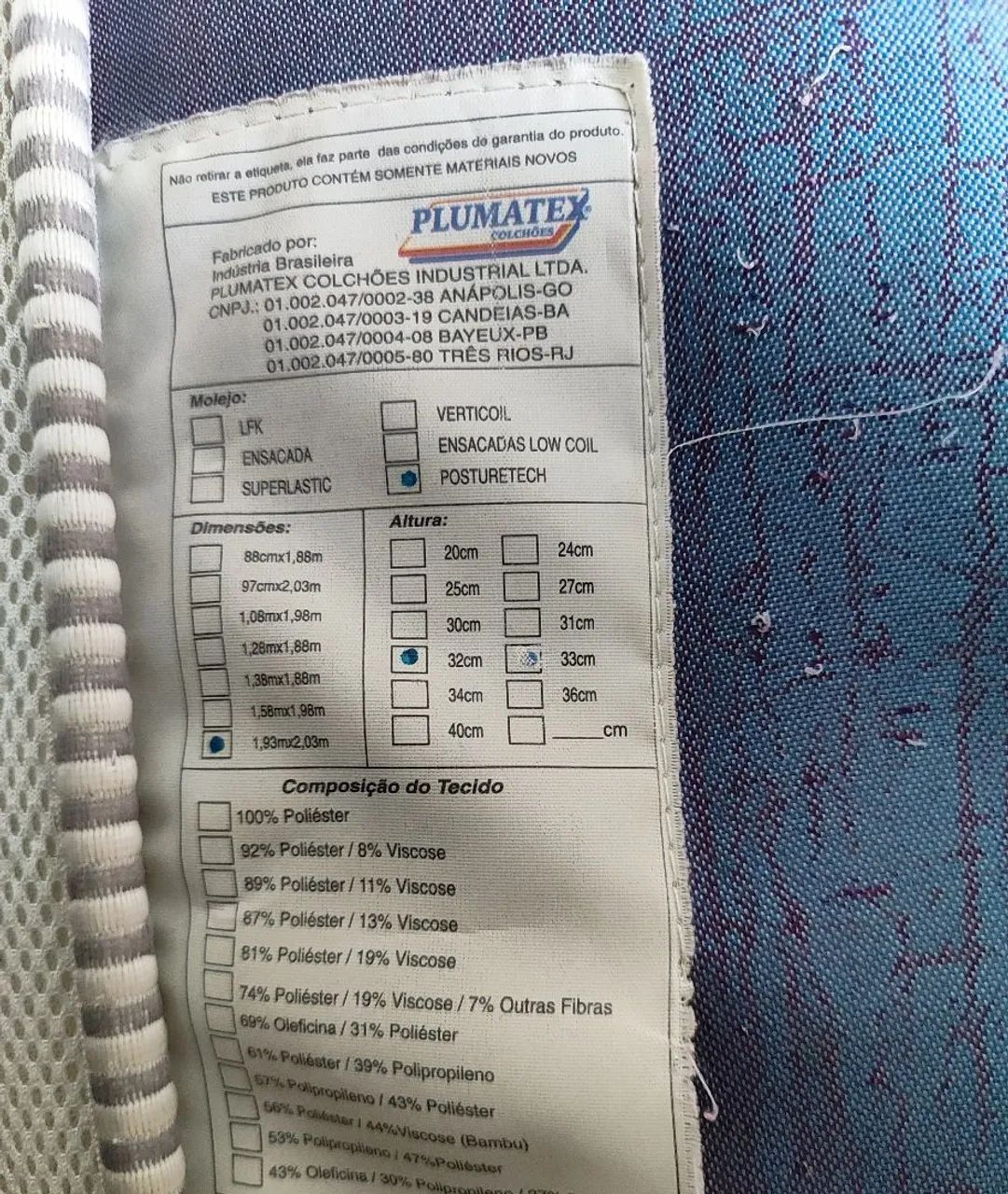 Cama King Size Molas ensacadas Modelo Posturetech Plumatex Colchões  - Foto 3