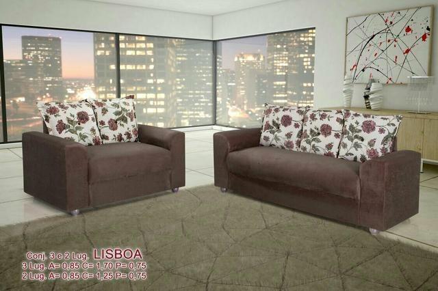 Conjunto Sofá 2 e 3 Lugares Lisboa Suede - Pague na entrega receba até 24h