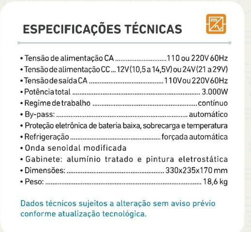 Inversor Conversor de Tensão 3000w 12v p/ 110v (Novo) - Foto 6