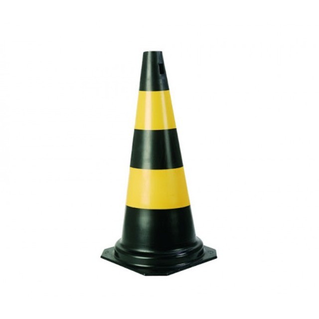 Cone 50cm Pvc Preto/Amarelo Plastcor