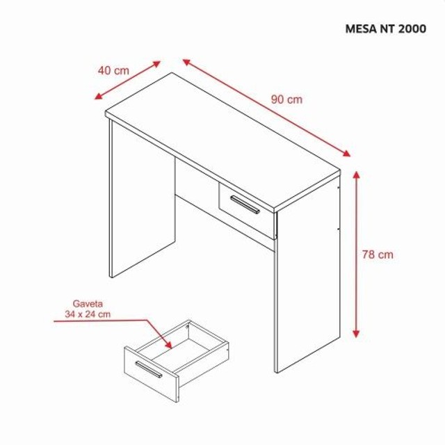 Mesa para Escritório Office 90cm com 1 Gaveta NT2000 Notável Móveis - Foto 5