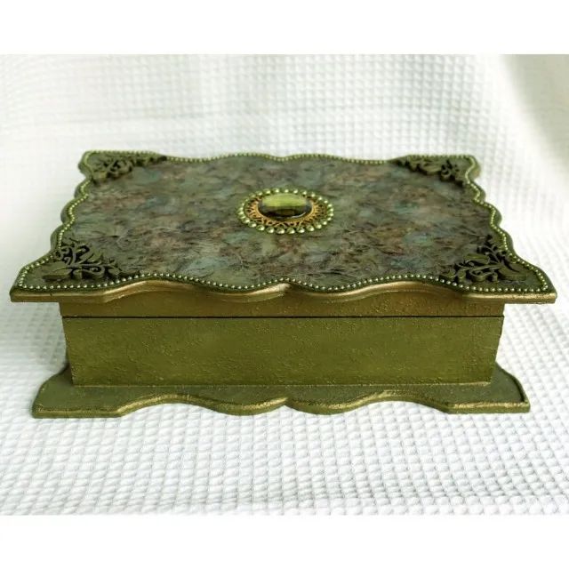 Porta Jóias Verde Musgo com Divisórias