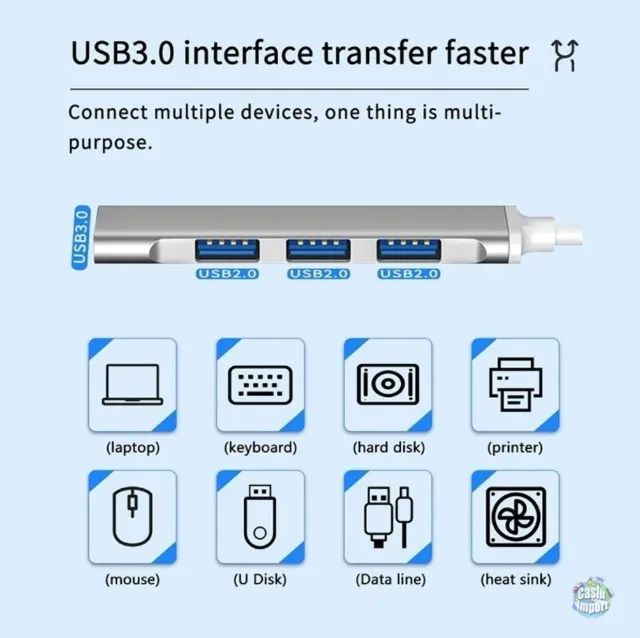 Hub tipo C com 4 portas Usb - Foto 3