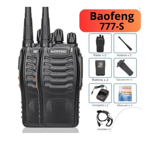 Kit Par 2 Radio Baofeng 777s Walk Talk Comunicador 16 Canais - Foto 3
