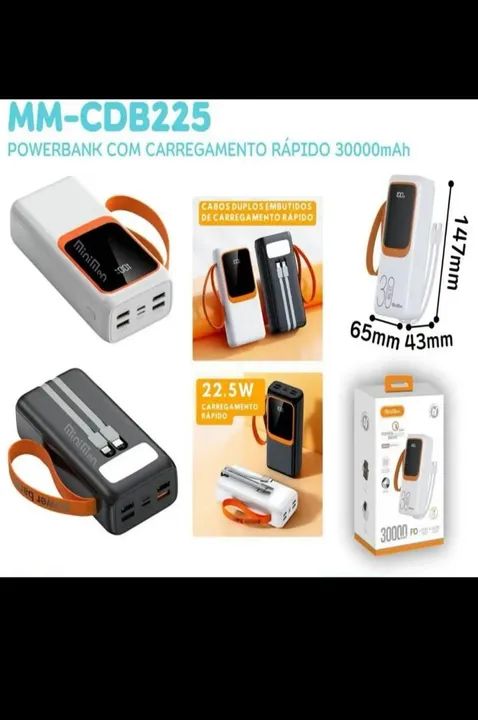 Power Bank 30000 mAh com Carregamento Rápido 22.5W - MiniMen