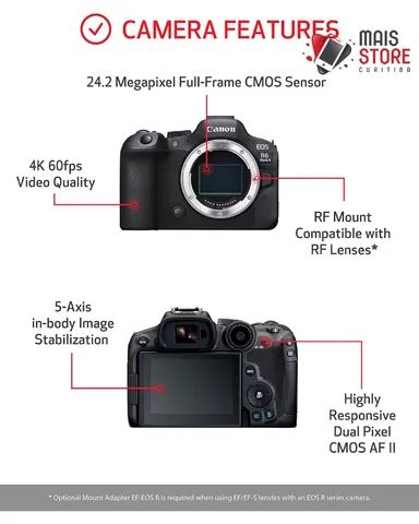 Câmera Canon Eos R6 Mark II Corpo Nova/Lacrada - Câmeras e