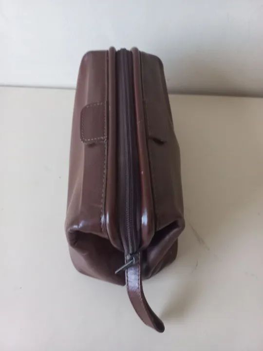 Necessaire de Couro Legítimo Marrom - Foto 4