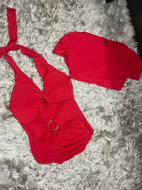 Conjunto Vermelho - Body e Blusa - Foto 2