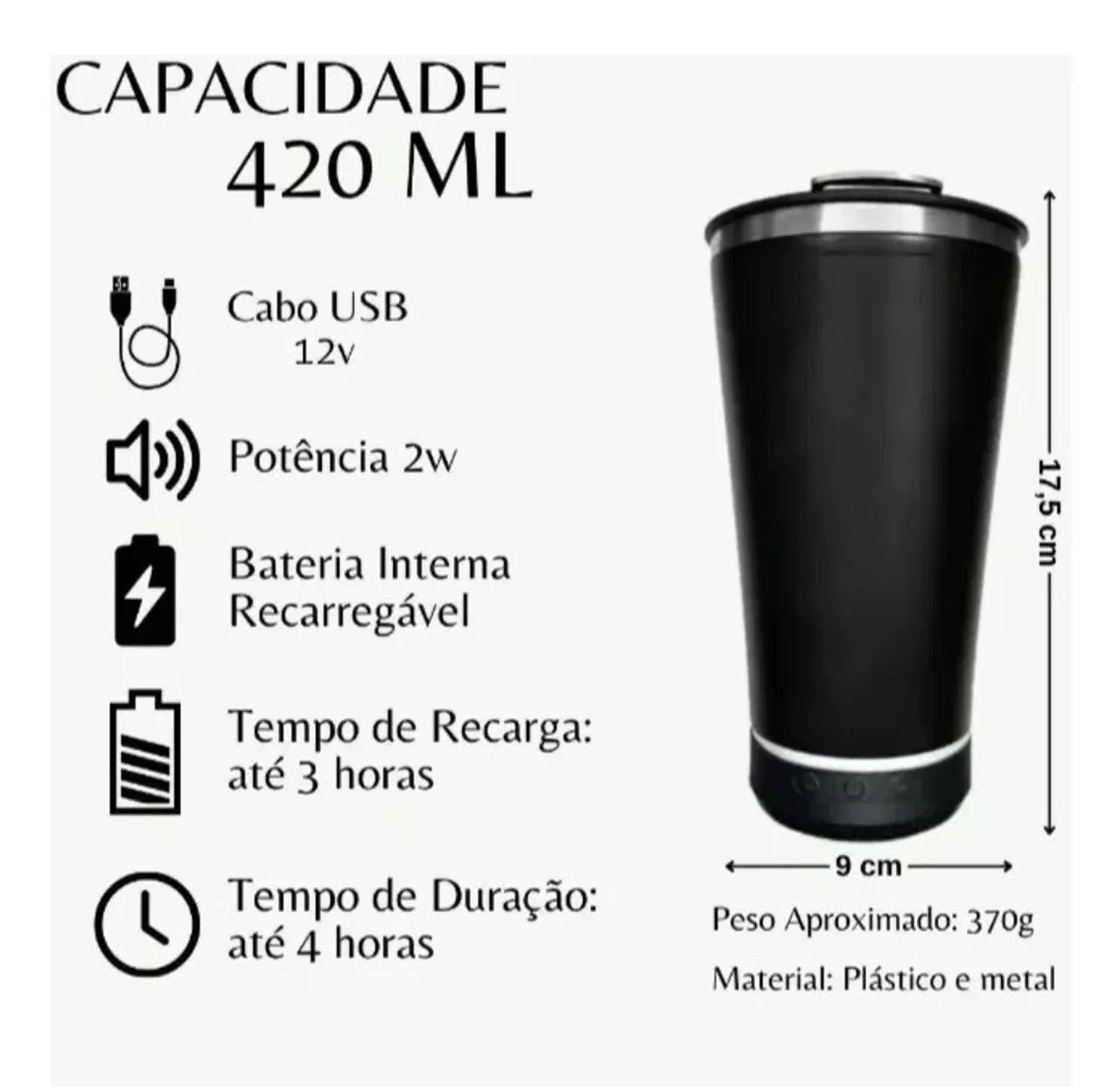Caneca Bluetooth com Som - Cerveja - Wireless - Importada - Foto 4