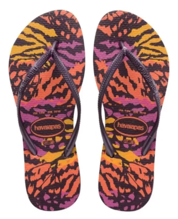 Chinelo sandália feminino havaianas slim animais tamanhos especiais 41/42