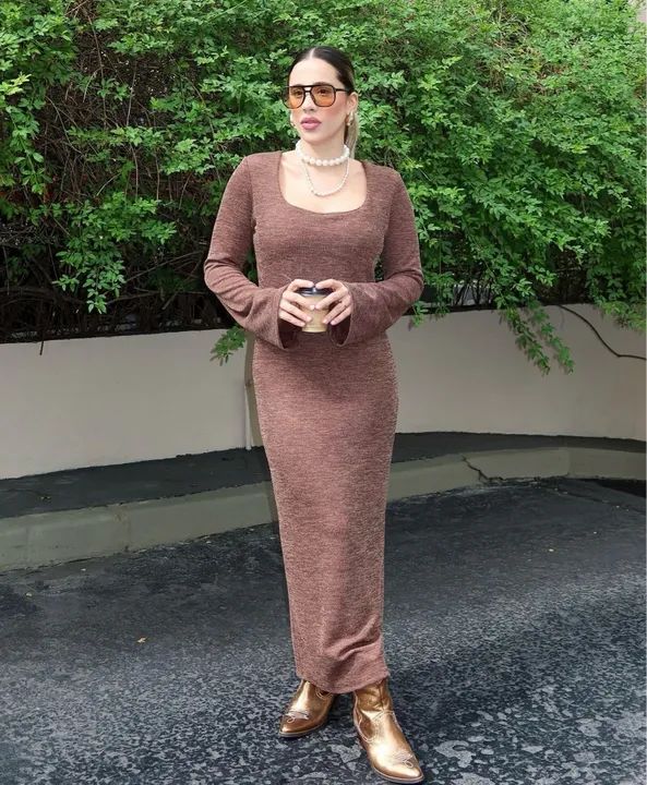 Vestido cinza com mangas compridas - Foto 3