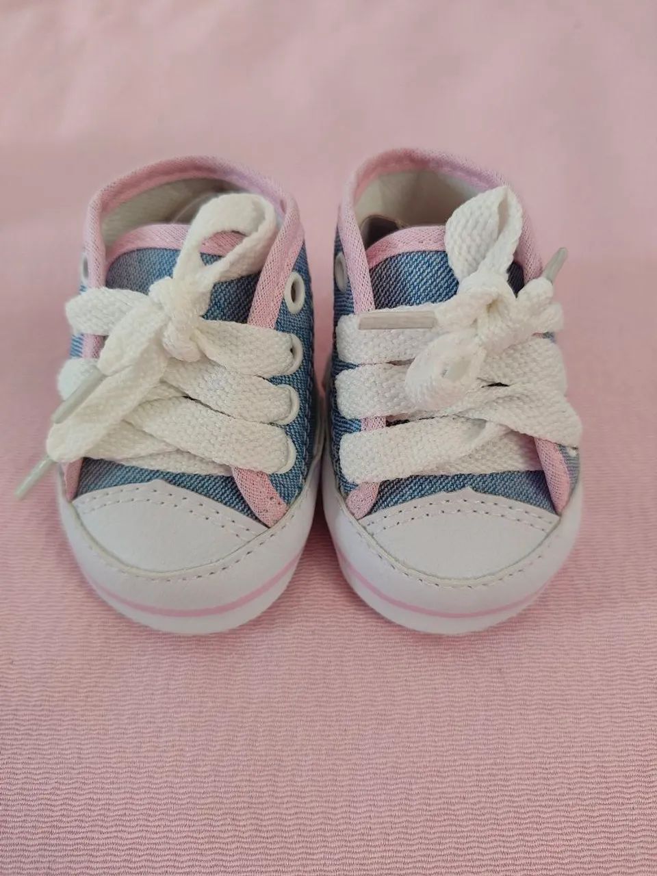 Tênis de Bebê RN Azul com Detalhes Rosa - Foto 2