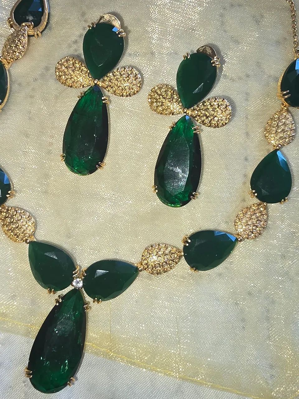 Conjunto Semijoias Verde-Esmeralda