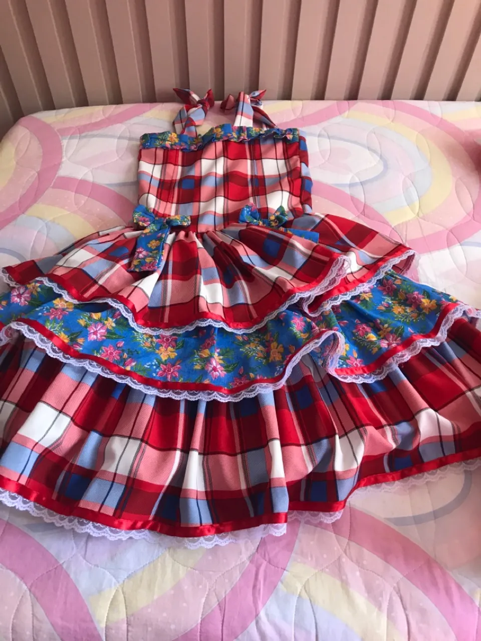 Vestido Xadrez Infantil Festas Juninas