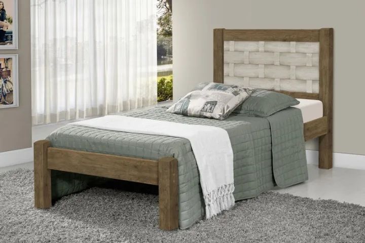 Cama Solteiro Laila Jequitiba.Off White -  Entrega Rápida