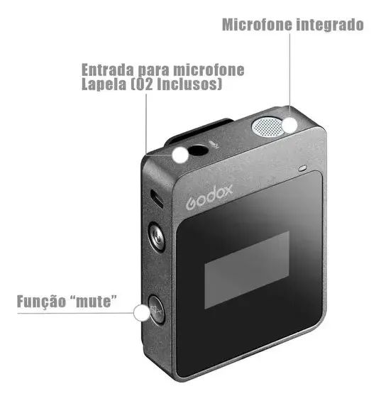 Microfone Portátil Sem Fio Godox Movelink M2 Cinza-escuro + Brinde  - Foto 2