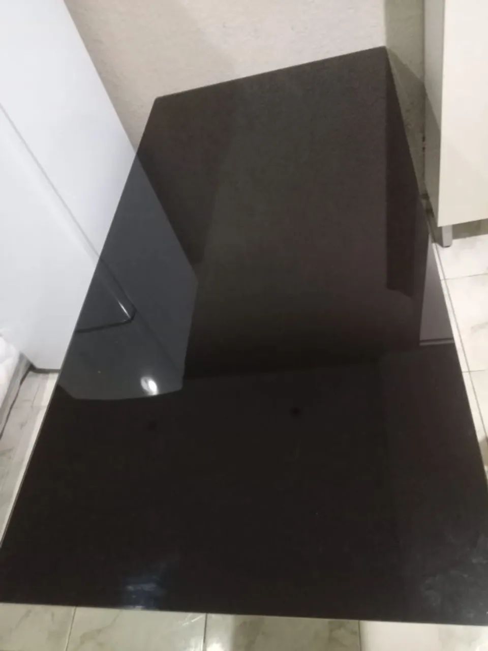 Mesa de jantar vidro preto retangular 