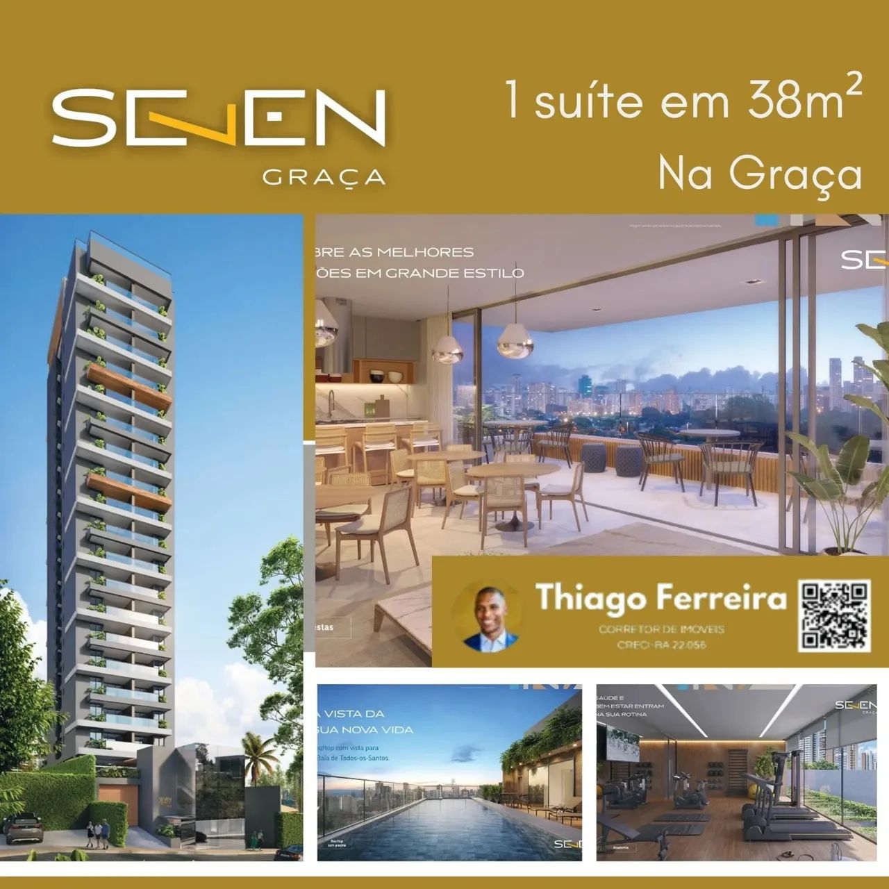 Seven Graça, Apartamento 1 Suíte, Distribuído Em 38M² E 1 Vaga De Garagem Na Graça. 1HT4KH