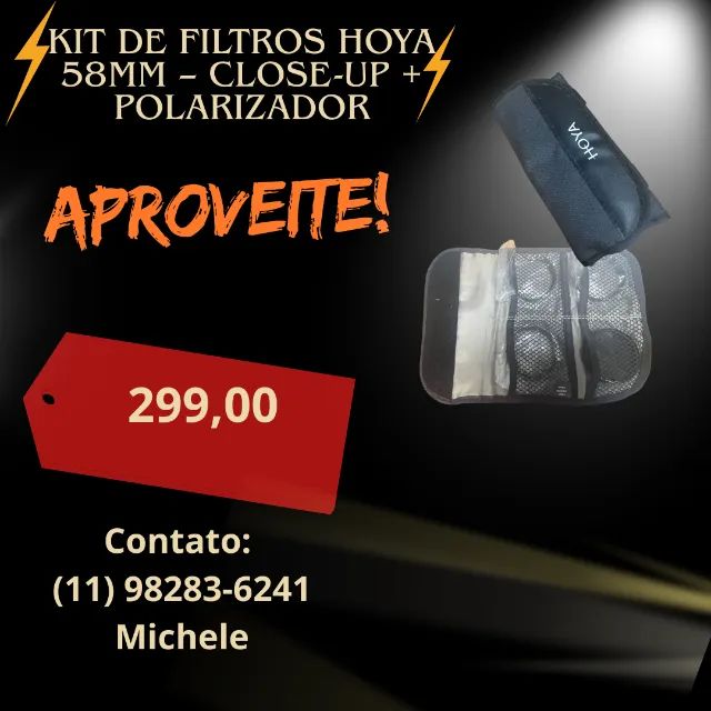 Kit de Filtros HOYA 58mm - Close-Up + Polarizador - BAIXOU PREÇO