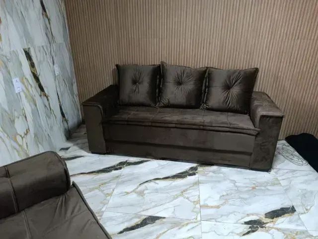 Sofá 2 e 3 lugares Barcelona Marrom - Foto 3
