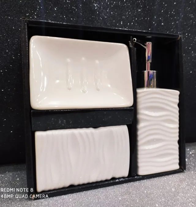 jogo banheiro (3pçs) 99726 porcelana lindo promoção  fwb - Foto 3