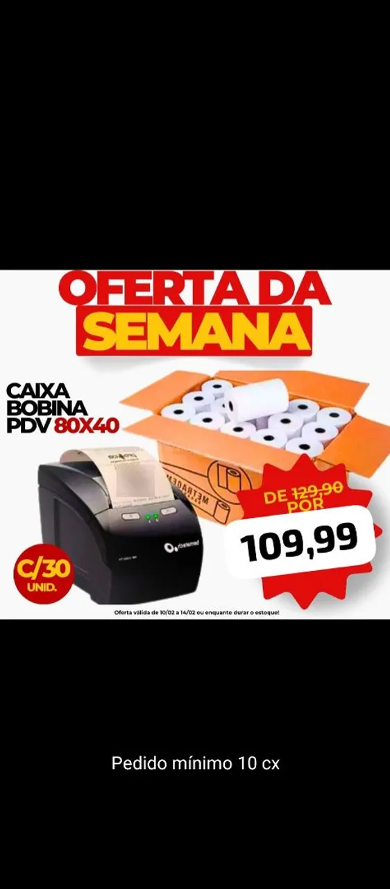 Caixa Bobina PDV 80x40 - Oferta da Semana!